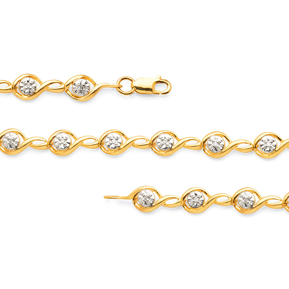 9ct Yellow Gold Diamond Bracelet
