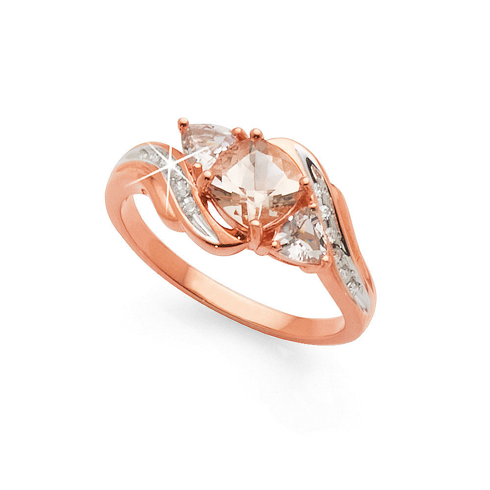 9ct Rose Gold Morganite & Diamond Dress Ring TDW 0.05CT