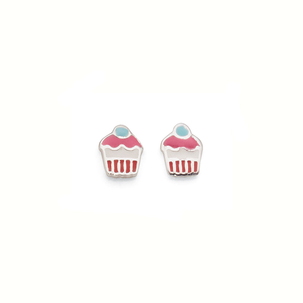 Sterling Silver Cupcake Stud Earrings