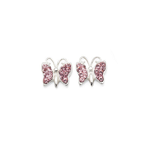 Sterling Silver Crystal Butterfly Children's Studs