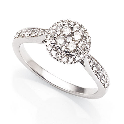 9ct White Gold Diamond Engagement Ring