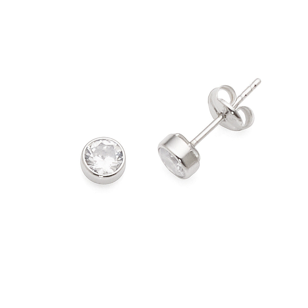 9ct White Gold 4mm Round Cubic Zirconia Studs