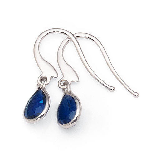 9ct White Gold Created Ceylon Sapphire Hooks