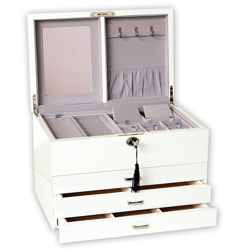 Gloss White Classic Grey Three Drawer Jewel Box