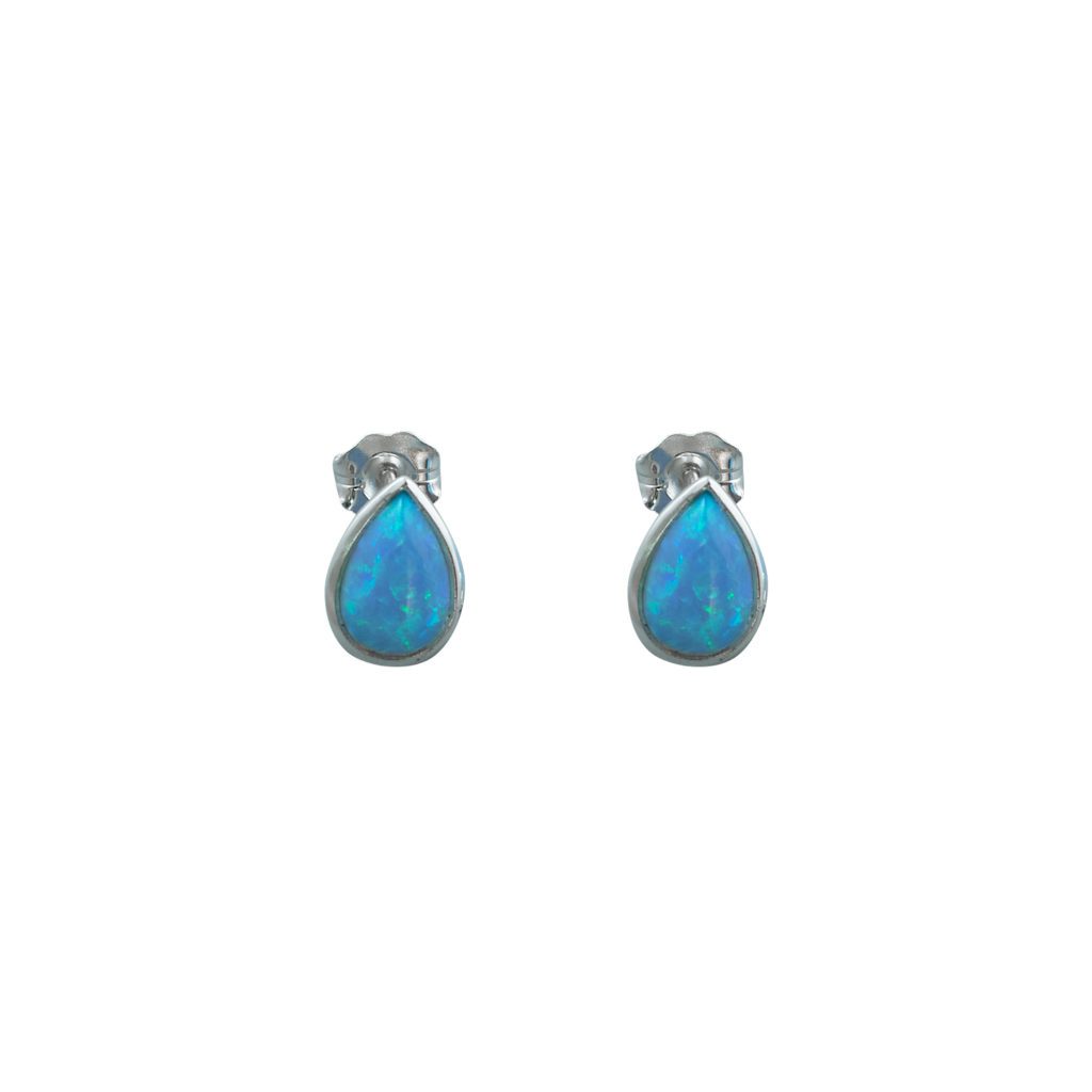 Von Treskow Sterling Silver Blue Opal Studs VTOE22