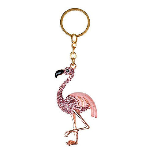Gold Plated Pink Flamingo Key Chain