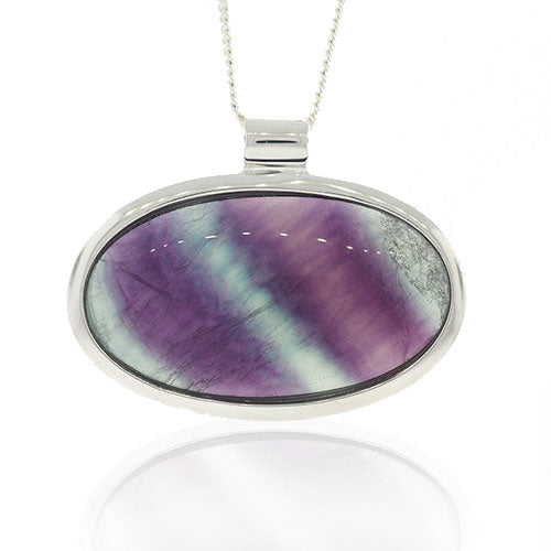 Sterling Silver Rainbow Fluorite Pendant