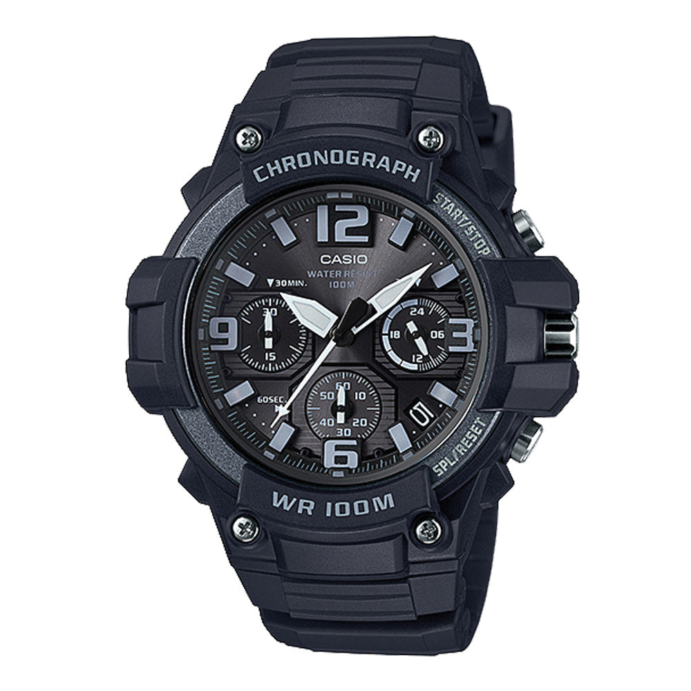 Casio Chronograph Black Rubber Watch MCW100H-1A3