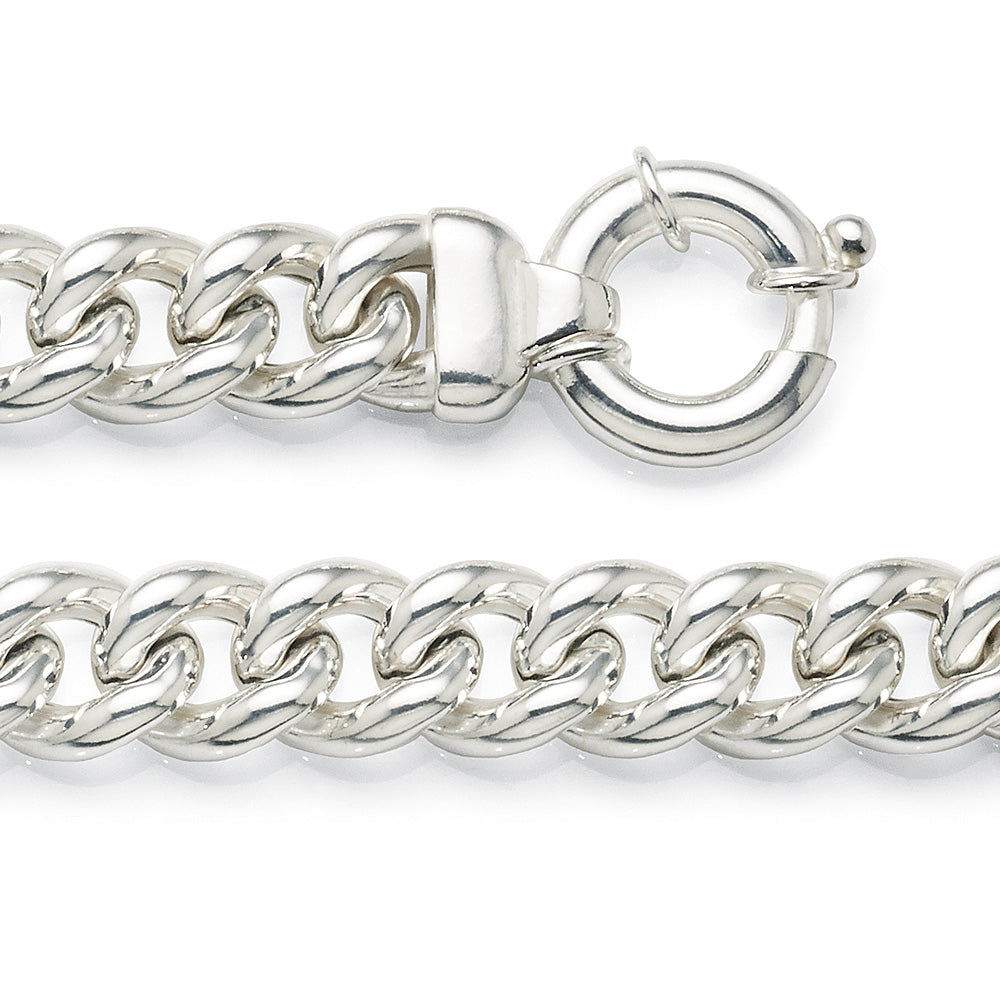 Sterling Silver Wide Open Curb Bolt Ring Bracelet