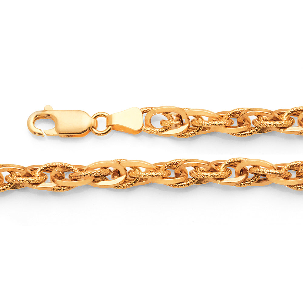 9ct Gold Patterned Link 19cm Bracelet