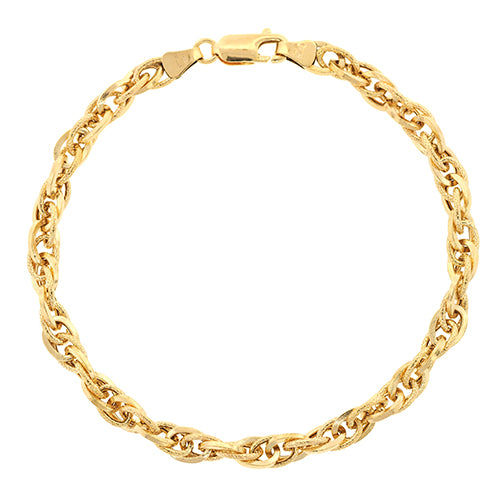 9ct Gold Patterned Link 19cm Bracelet