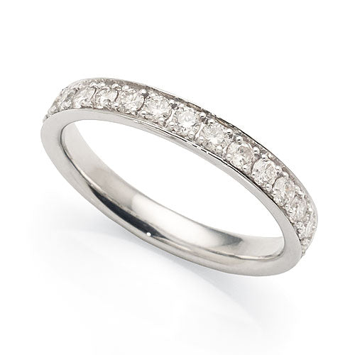 9ct White Gold 15x Diamond Pave Set 3mm Band TDW 0.50CT