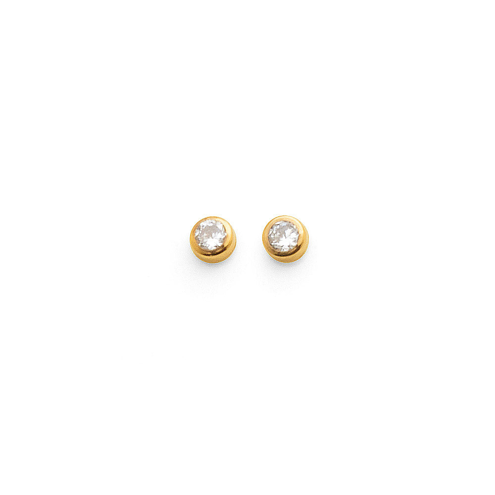 9ct Gold 3mm Round Cubic Zirconia Stud Earrings