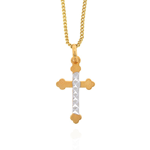 9ct 2-Tone Gold 18mm Cross Pendant