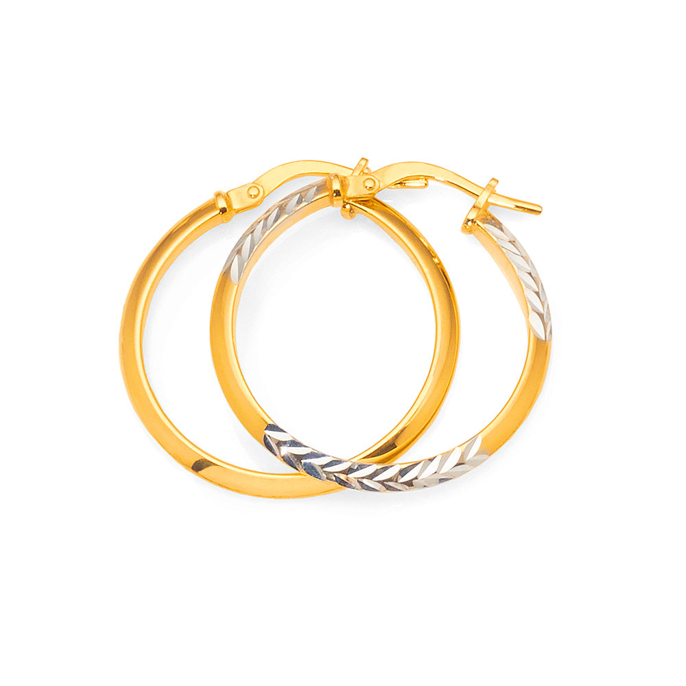 Yellow & White Gold Bonded 2-Tone Hoops