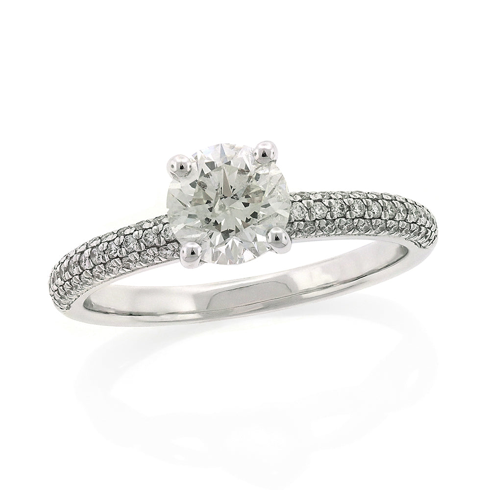 18ct White Gold TW1.2ct Diamond Pave Engagement Ring