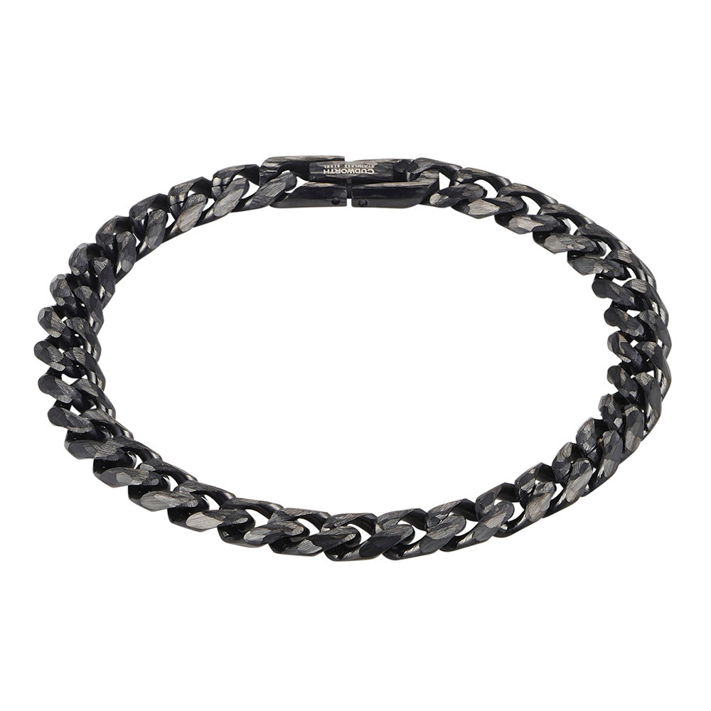 Cudworth Stainless Steel Black Curb Bracelet