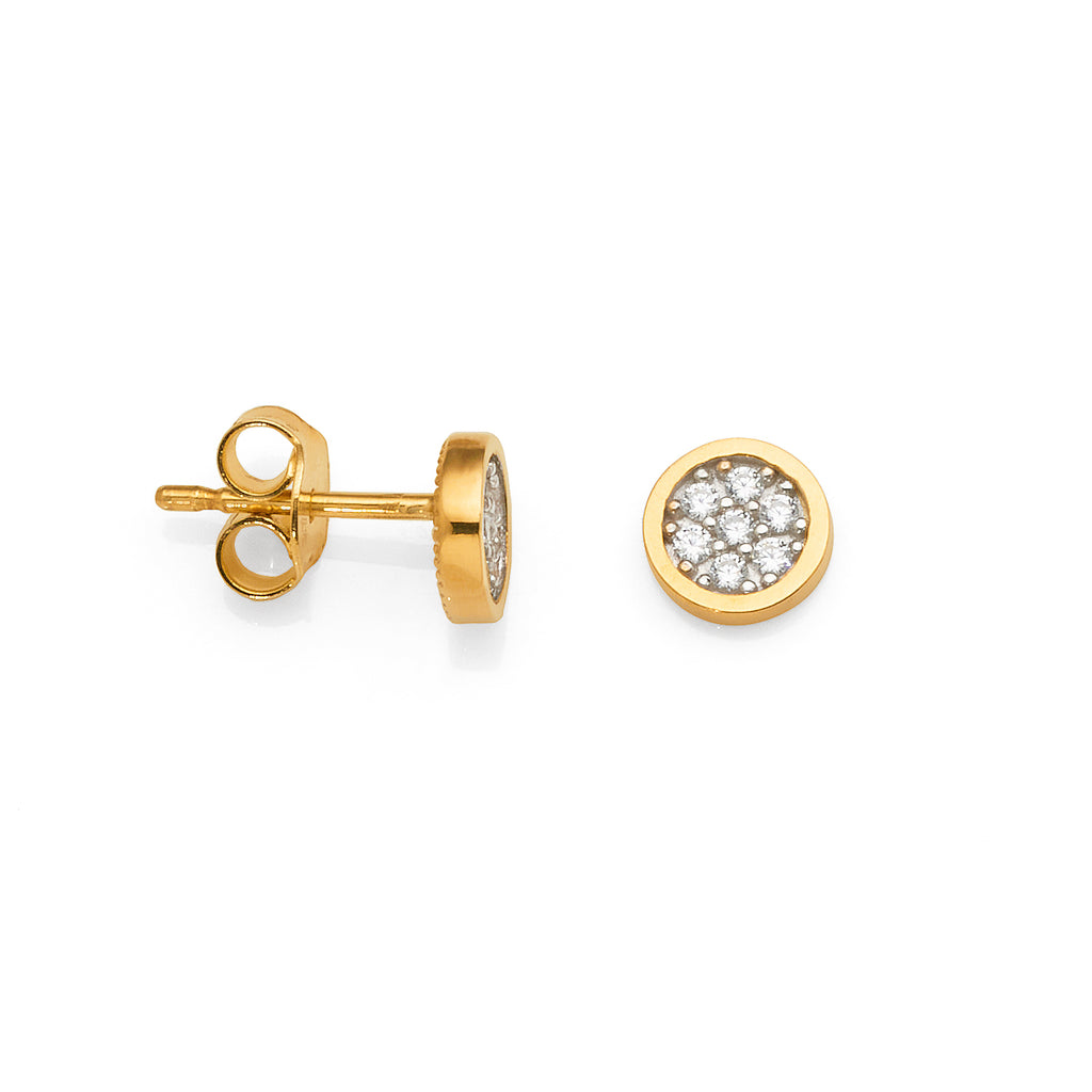 9ct Gold 6mm Round Cluster Cubic Zirconia Studs