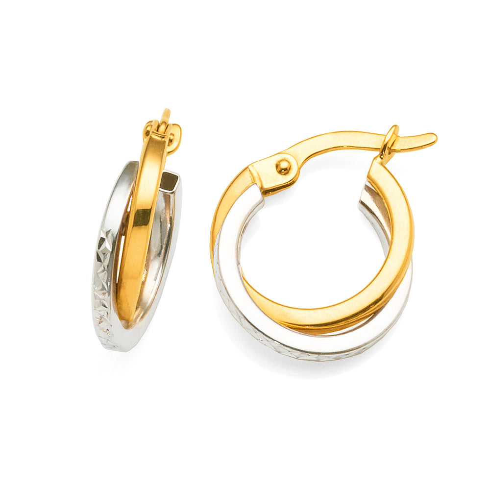 9ct 2-Tone Gold Hoops
