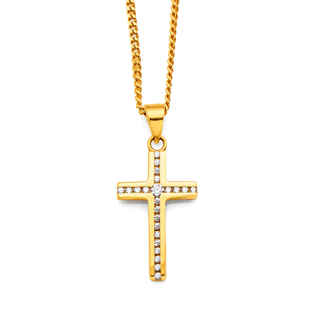 9ct Yellow Gold 18x12mm Cross Pendant