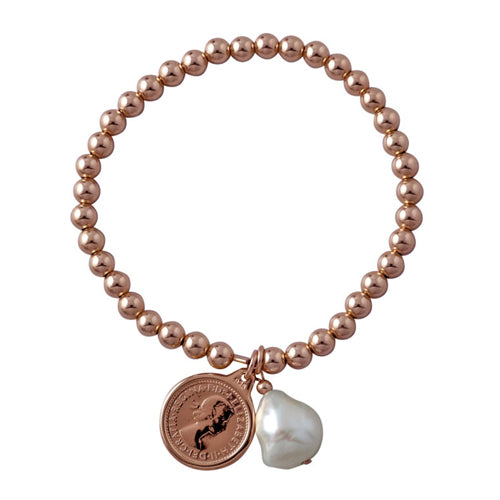 Von Treskow Threepence Coin & Baroque Pearl Ball Bracelet AW