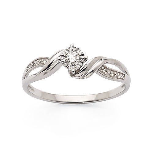 9ct White Gold Diamond Ring