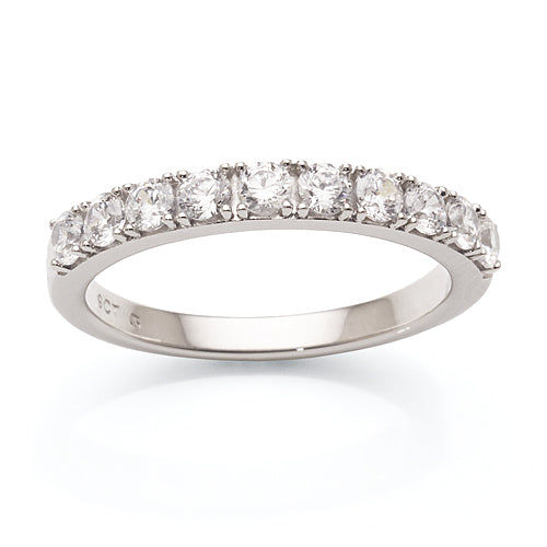 Evergem 9ct White Gold Cubic Zirconia Straight Band