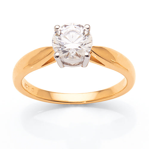 Evergem 9ct Yellow Gold Solitaire Cubic Zirconia Ring R11-00