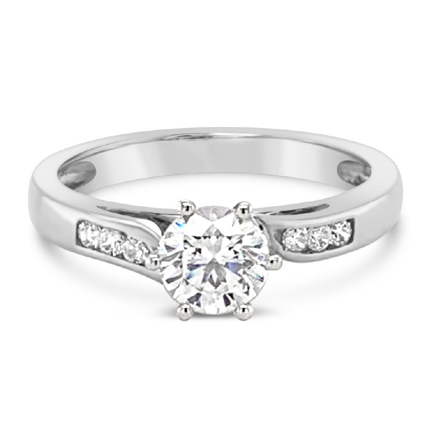 Evergem 9ct White Gold Round Cubic Zirconia Ring With Channe