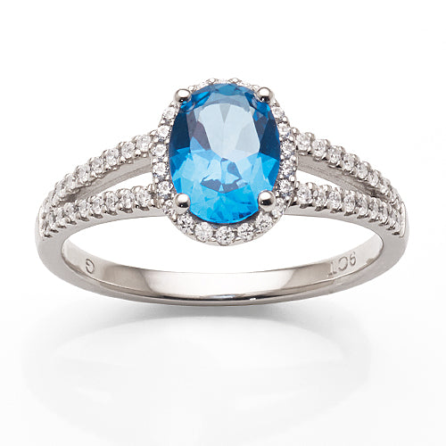 Evergem 9ct White Gold Blue Fusion Topaz & Cubic Zirconia Ri