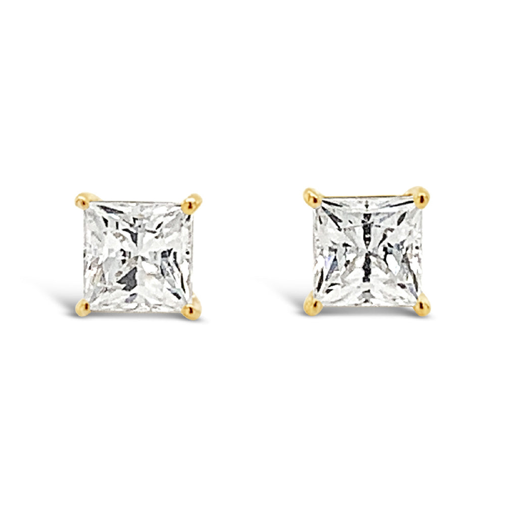 Evergem 9ct Yellow Gold Square 5mm Cubic Zirconia Studs