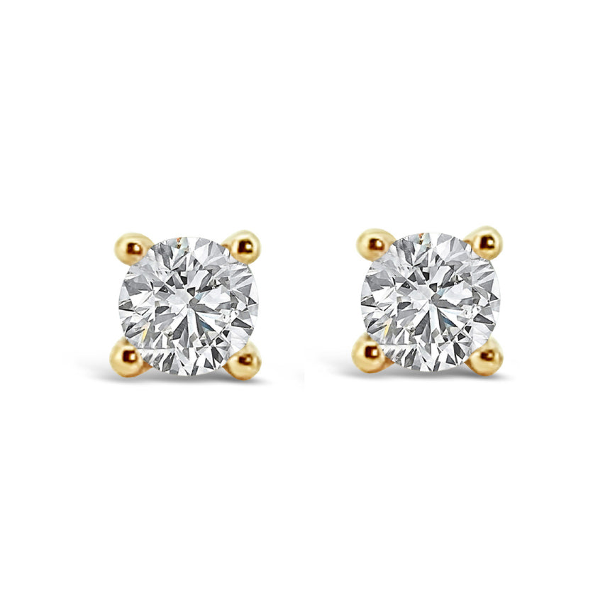 Evergem 9ct Yellow Gold 4mm Round Cubic Zirconia Studs