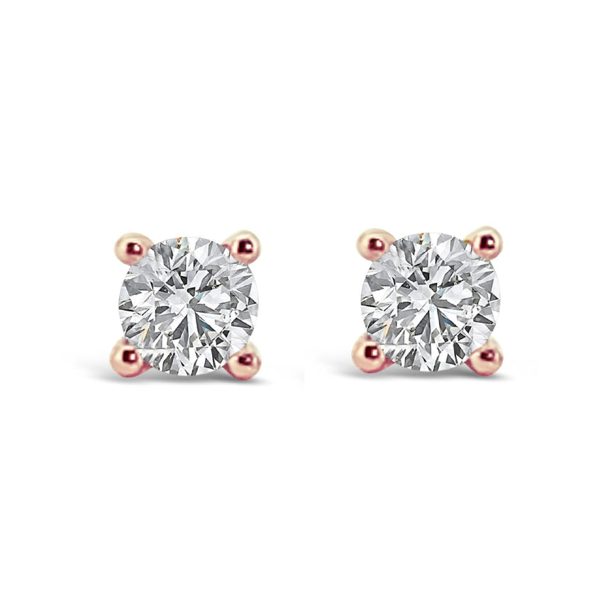 Evergem 9ct Rose Gold 4mm Round Cubic Zirconia Studs