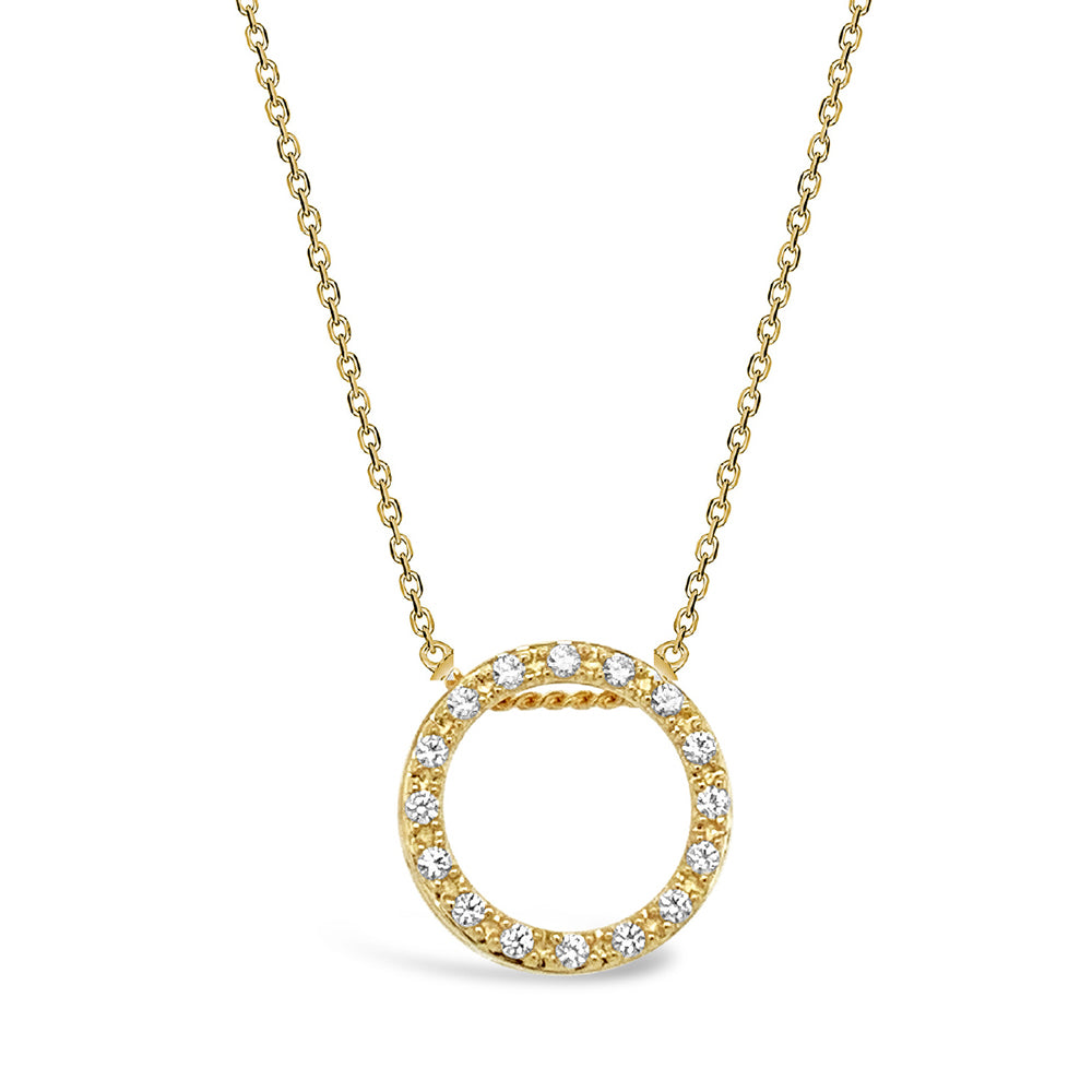 Evergem 9ct Yellow Gold Cubic Zirconia Open Circle Pendant