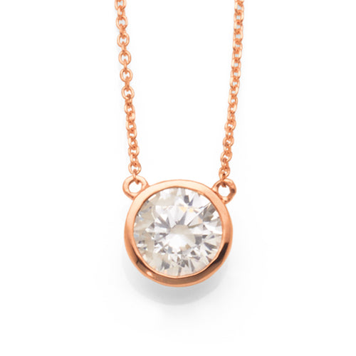 Evergem 9ct Rose Gold Cubic Zirconia Pendant On 42-45cm Belc