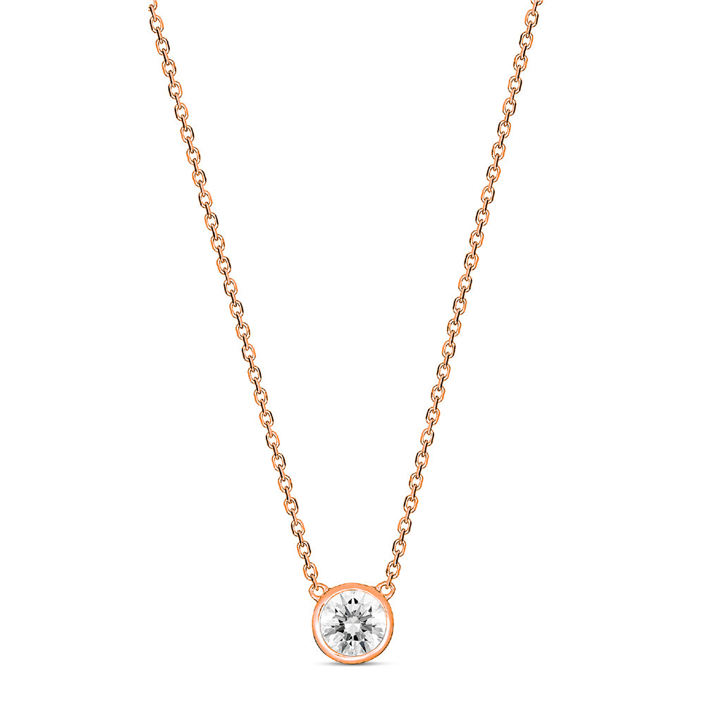 Evergem 9ct Rose Gold Cubic Zirconia Pendant On 42-45cm Belc