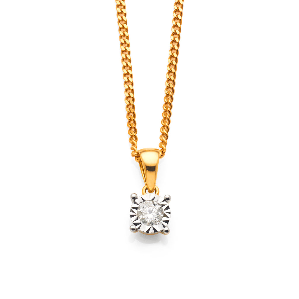 9ct Yellow Gold Diamond Pendant