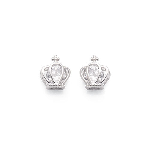 Sterling Silver Cubic Zirconia 'Crown' Studs
