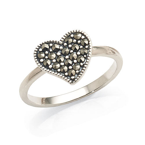 Sterling Silver Marcasite Heart Ring