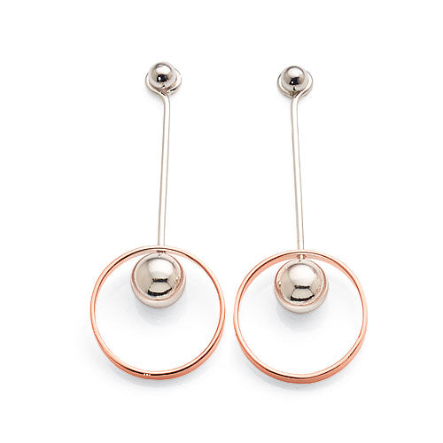 Sterling Silver Rose Tone Drop Studs