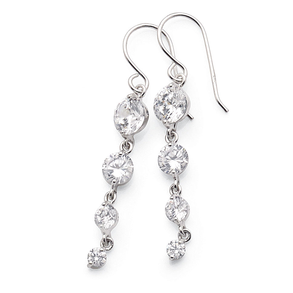 Sterling Silver Cubic Zirconia Drop Hook Earrings