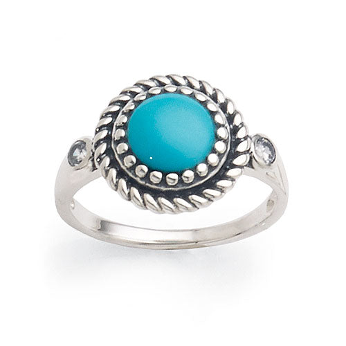 Sterling Silver Created Turquoise & Cubic Zirconia Beaded Ed