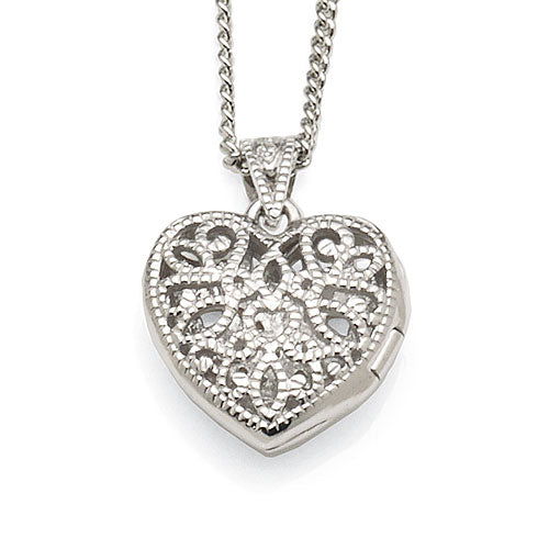 Sterling Silver Heart Filigree Locket