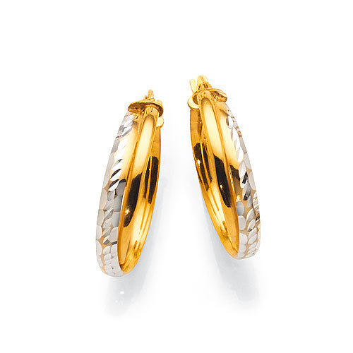 9ct 2-Tone Gold Bonded Oval Hoops