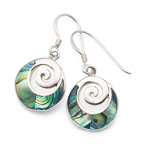 Sterling Silver Paua Shell 15mm Swirl Hooks