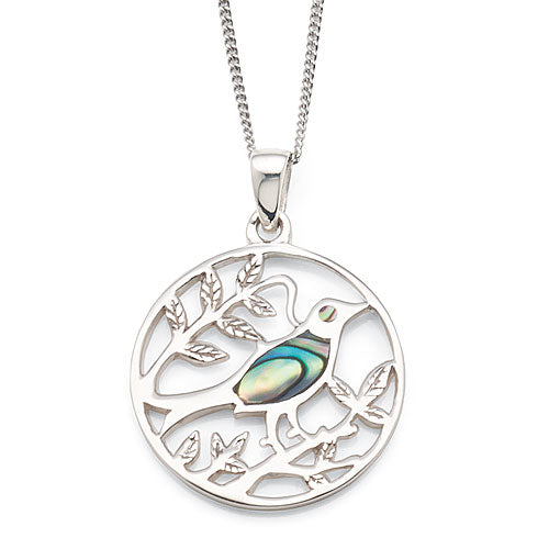 Sterling Silver Paua Shell Bird Pendant