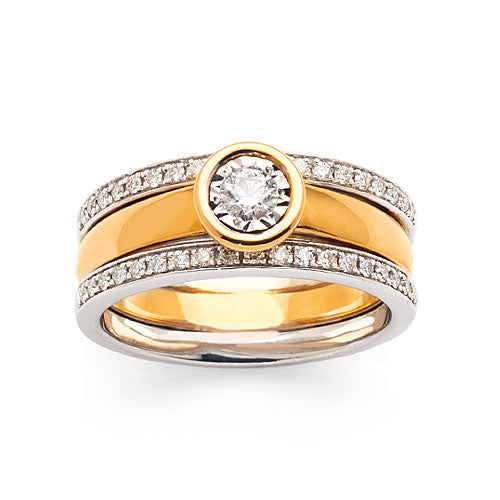 9ct 2-Tone Gold Diamond Band TDW 0.49CT