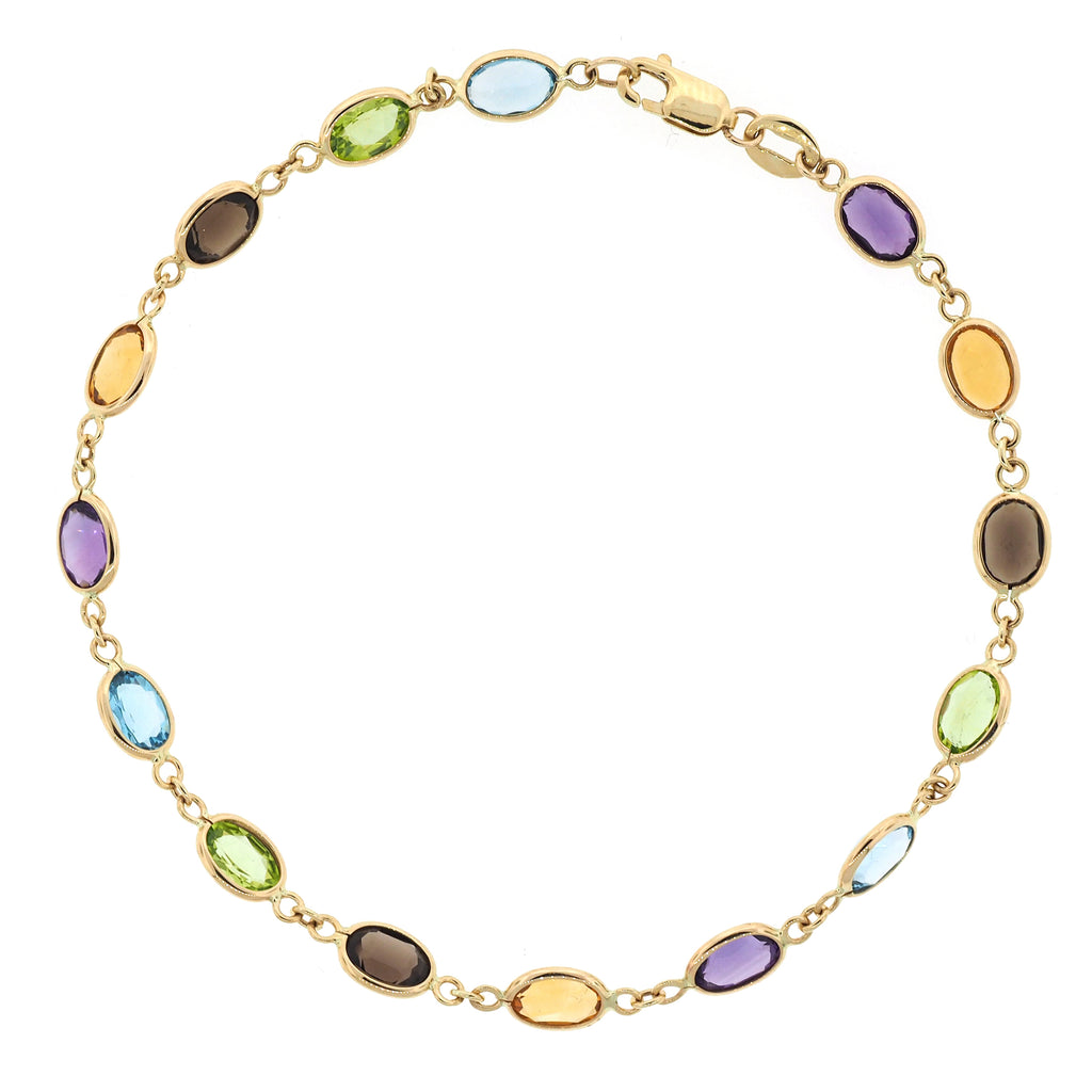 9ct Gold Multi-Stone 19cm Bracelet