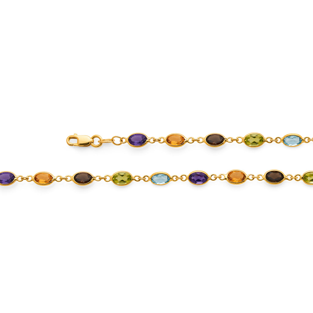 9ct Gold Multi-Stone 19cm Bracelet