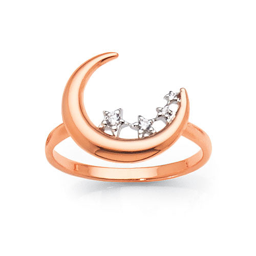 Sterling Silver Rose-Tone Crescent Ring